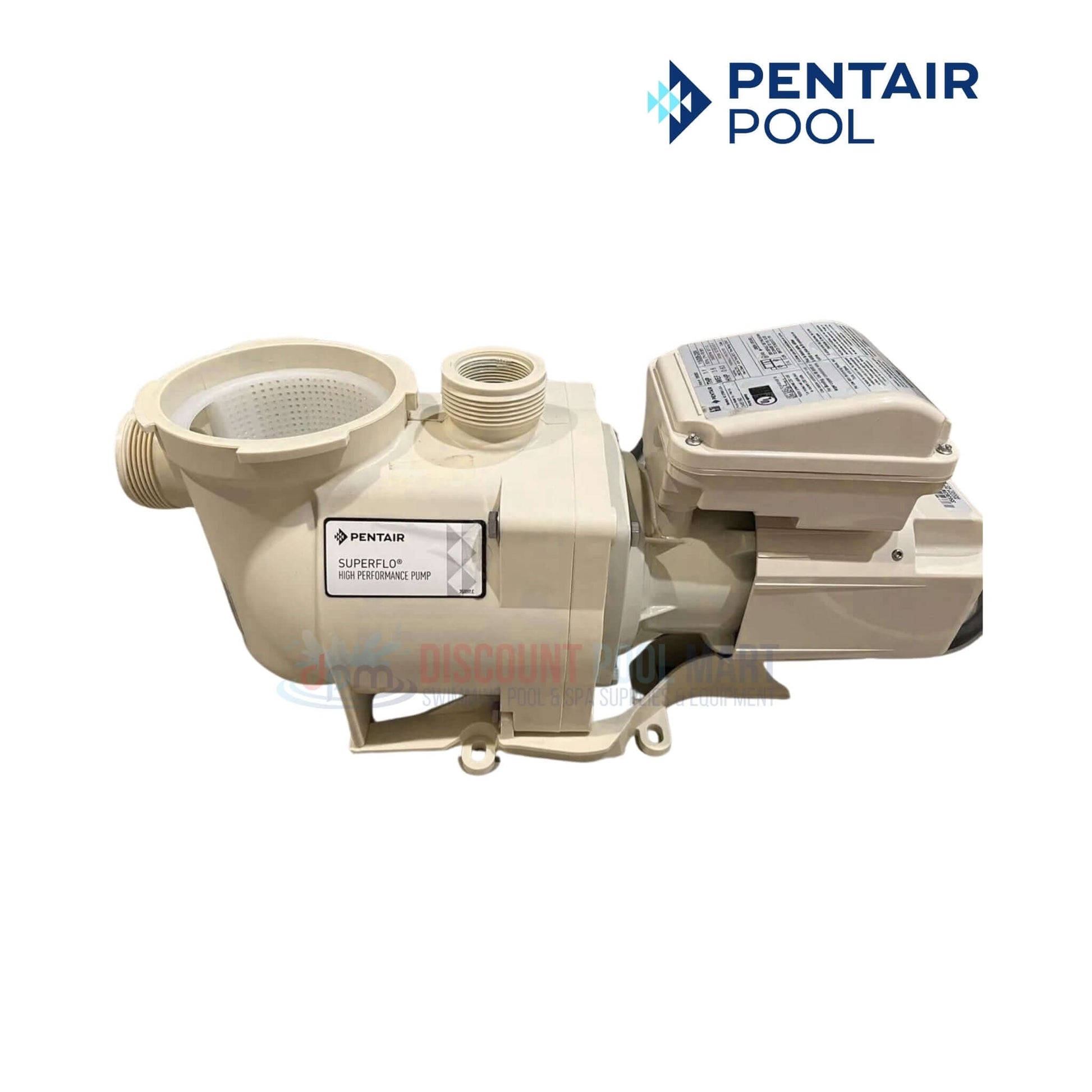 Pentair SuperFlo Pool Pump 348190, 1HP single speed pump from Discount Pool Mart DPM, energy-efficient and quiet.