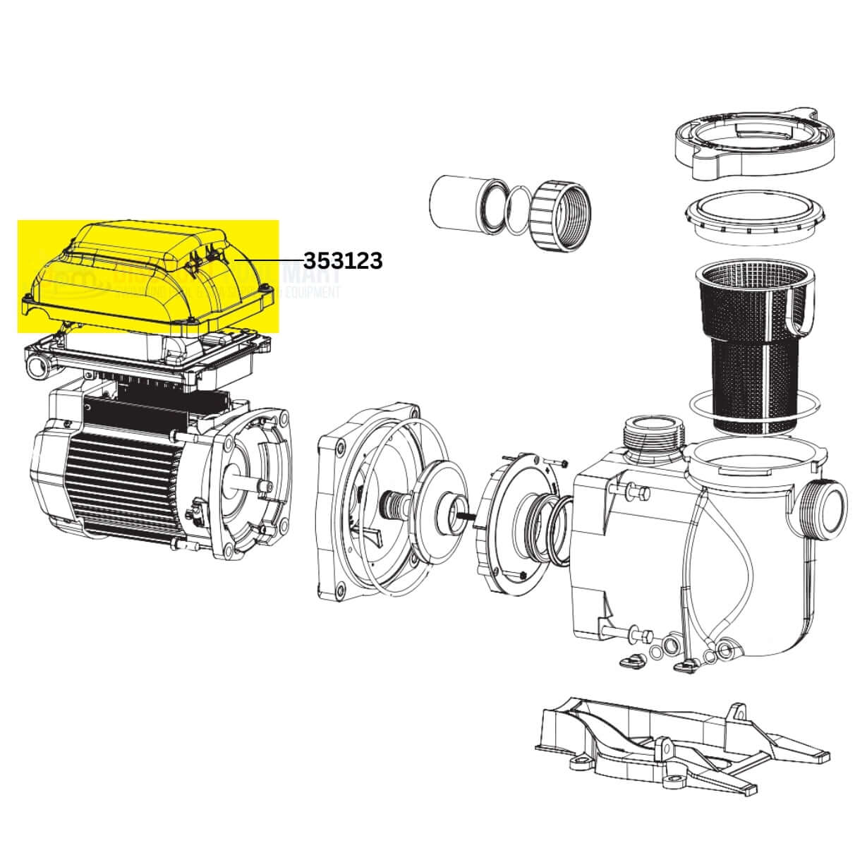 Pentair SuperFlo & WhisperFlo VS/VST Motor Drive Cover 353123 with control panel, Discount Pool Mart DPM.