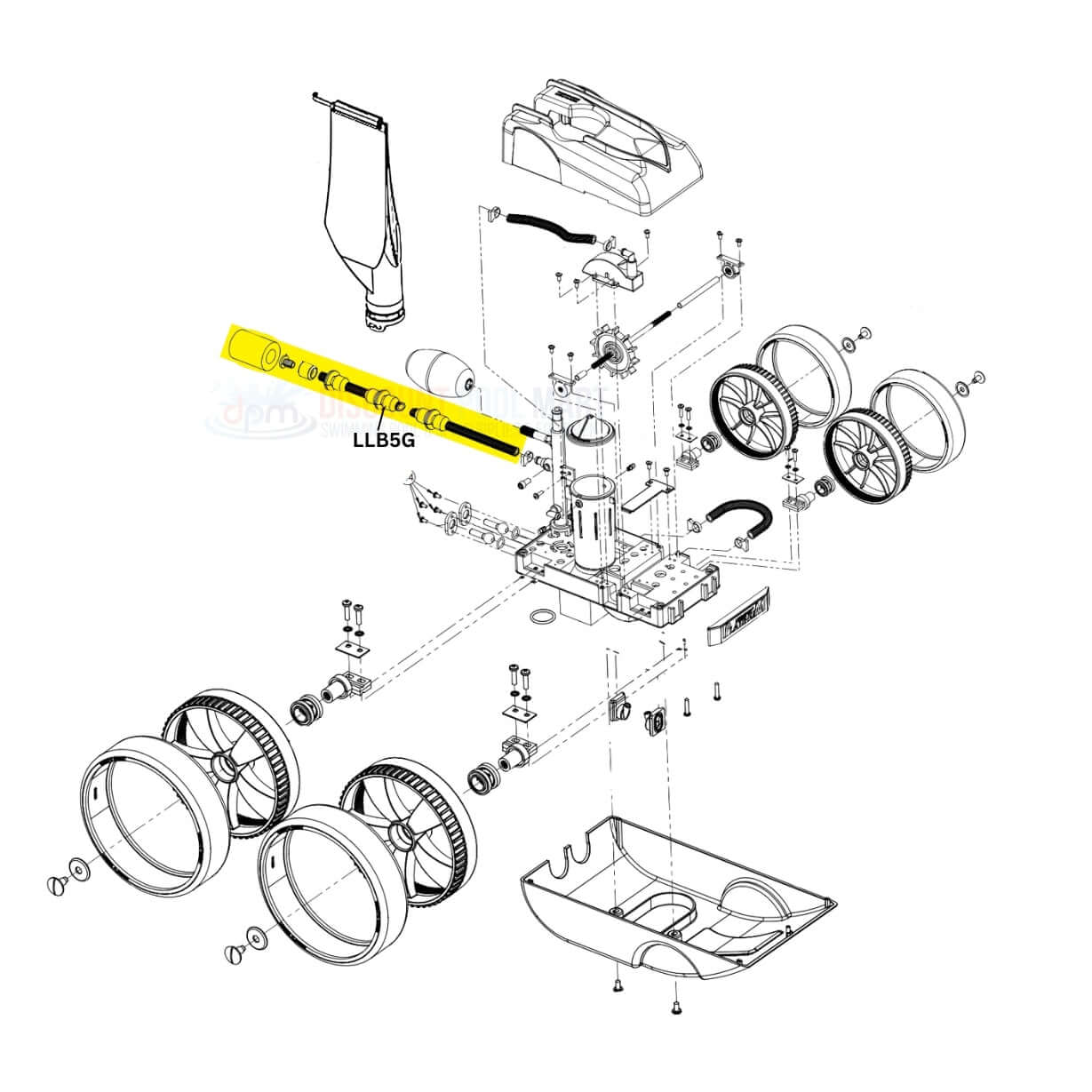 Pentair Sweep Hose LLB5G diagram for Kreepy Krauly Legend pool cleaners - Discount Pool Mart DPM