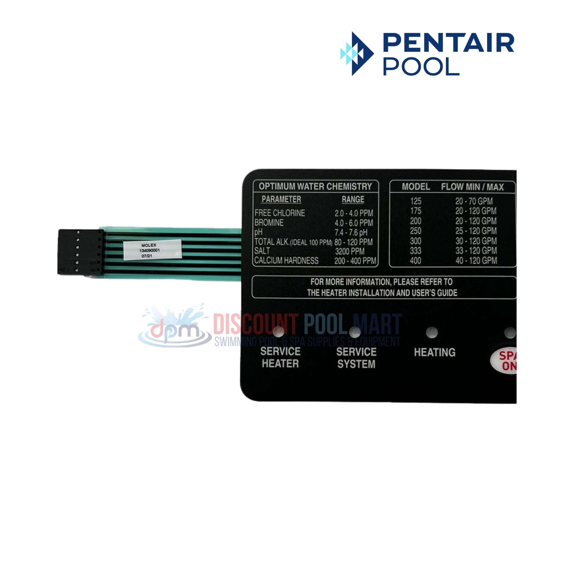 Pentair Switch Membrane Pad 472610Z from Discount Pool Mart DPM for MasterTemp and Max-E-Therm Heater.
