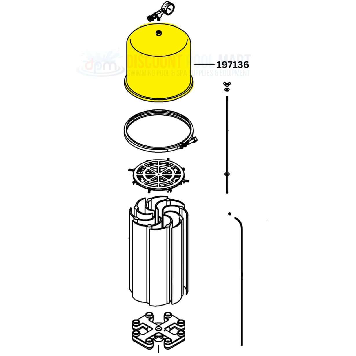 Pentair Tank Lid assembly for SM SMBW 4000 4048 Filters 197136 at Discount Pool Mart DPM, ensuring optimal filter performance.