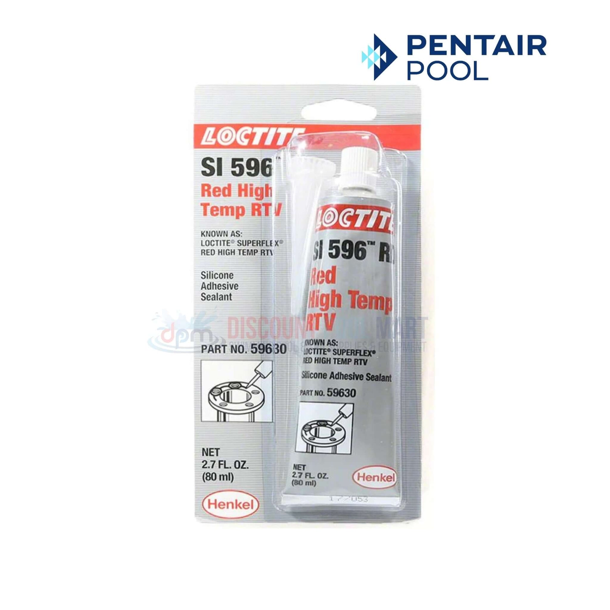 Loctite SI 596 Red High Temp RTV Silicone Adhesive Sealant from Discount Pool Mart DPM, 2.7 FL OZ.