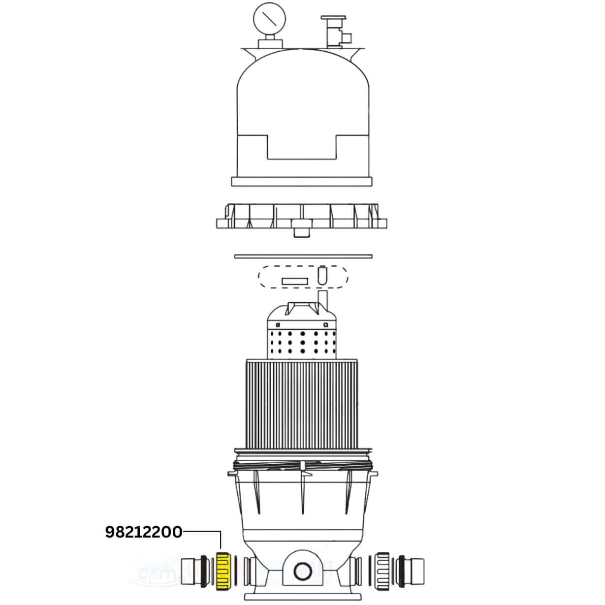 Pentair Union Nut 98212200 diagram for Clean & Clear filters at Discount Pool Mart DPM, ensuring leak-proof connections.