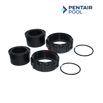 Pentair Unions for IntelliChlor 520595 set with O-rings for leak-proof connection. Discount Pool Mart DPM. Essential for pool sanitation.