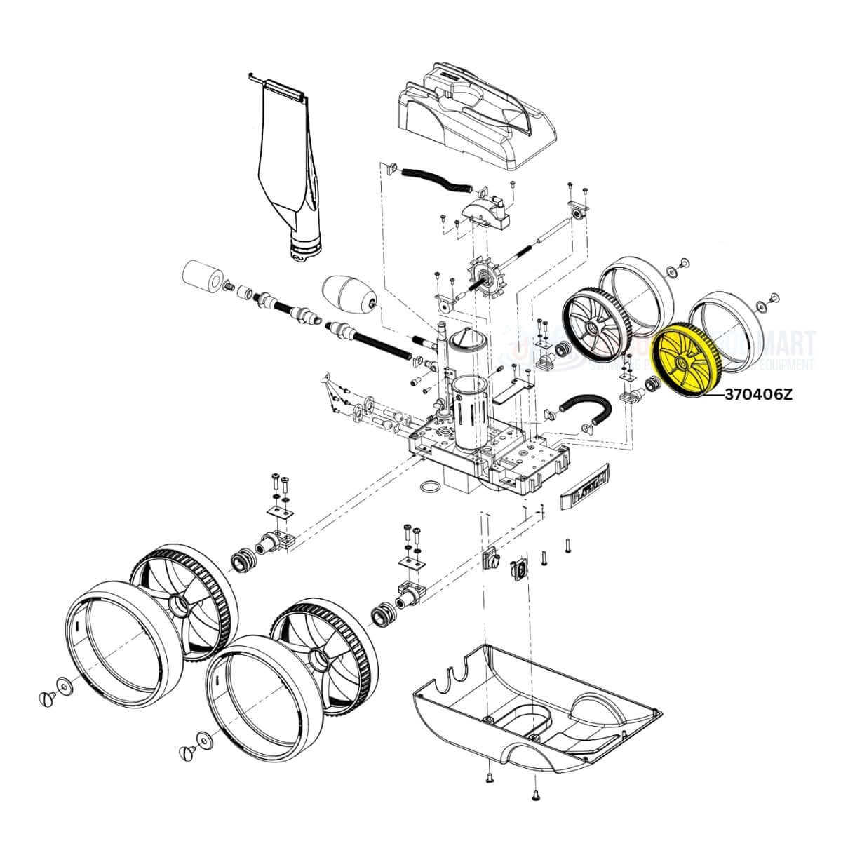 Pentair Wide Wheel 370406Z diagram for Platinum Cleaners at Discount Pool Mart DPM, detailed parts illustration.