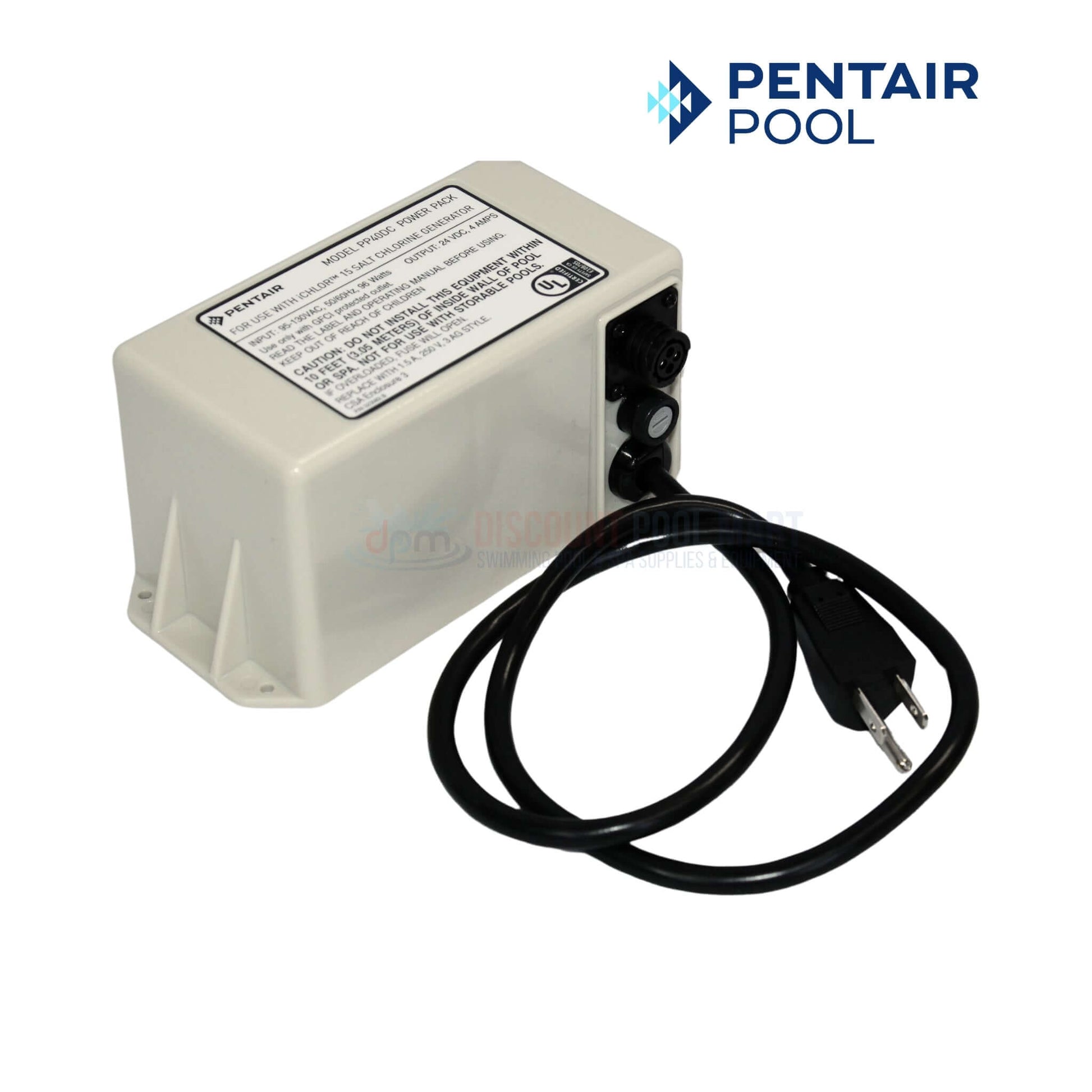 Pentair iChlor 15 power pack with cord for pool sanitation from Discount Pool Mart DPM, designed for 15K gallon pools.