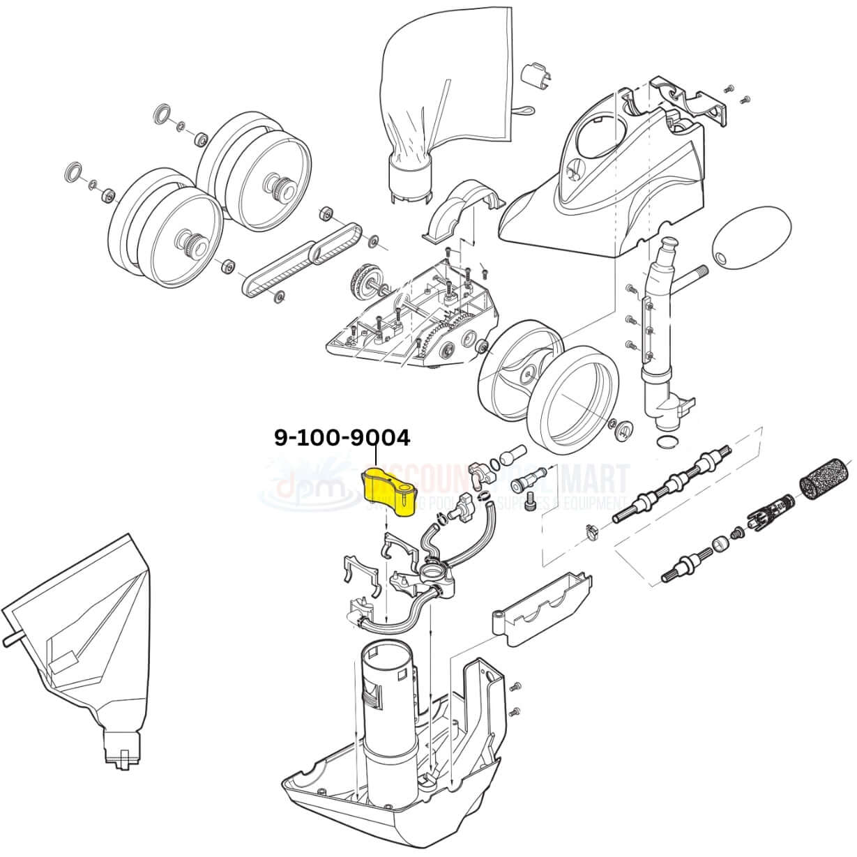 Polaris 9-100-9004 base weight diagram for Vac-Sweep 380 and TR35P by Discount Pool Mart DPM.