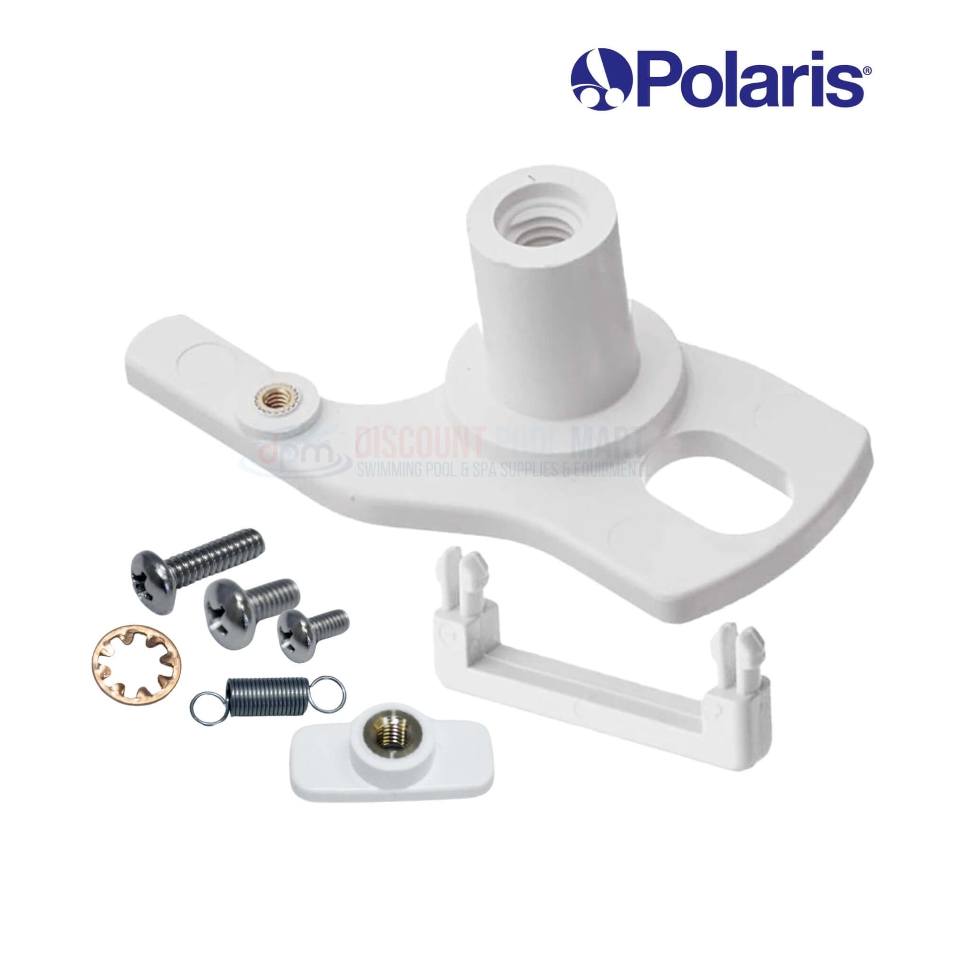 Polaris Swing Axle Kit C36 for Vac-Sweep 180 and 280 in white, includes screws and parts from Discount Pool Mart DPM.