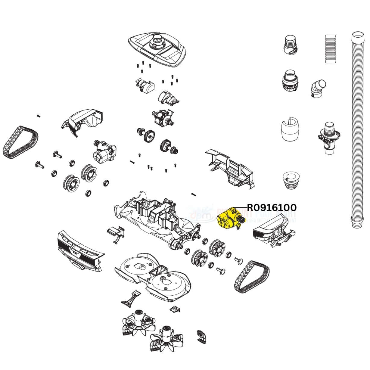 Exploded view of Polaris Direction Control Device R0916100, essential for Atlas Cleaners, available at Discount Pool Mart DPM.