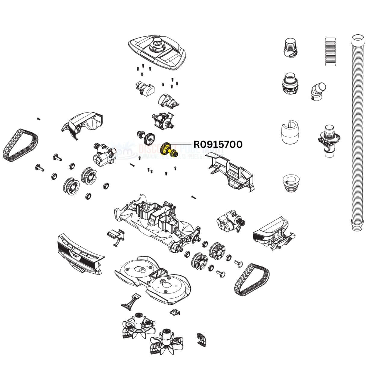 Polaris Drive Shaft Assembly R0915700 parts diagram for Atlas Cleaners at Discount Pool Mart DPM.
