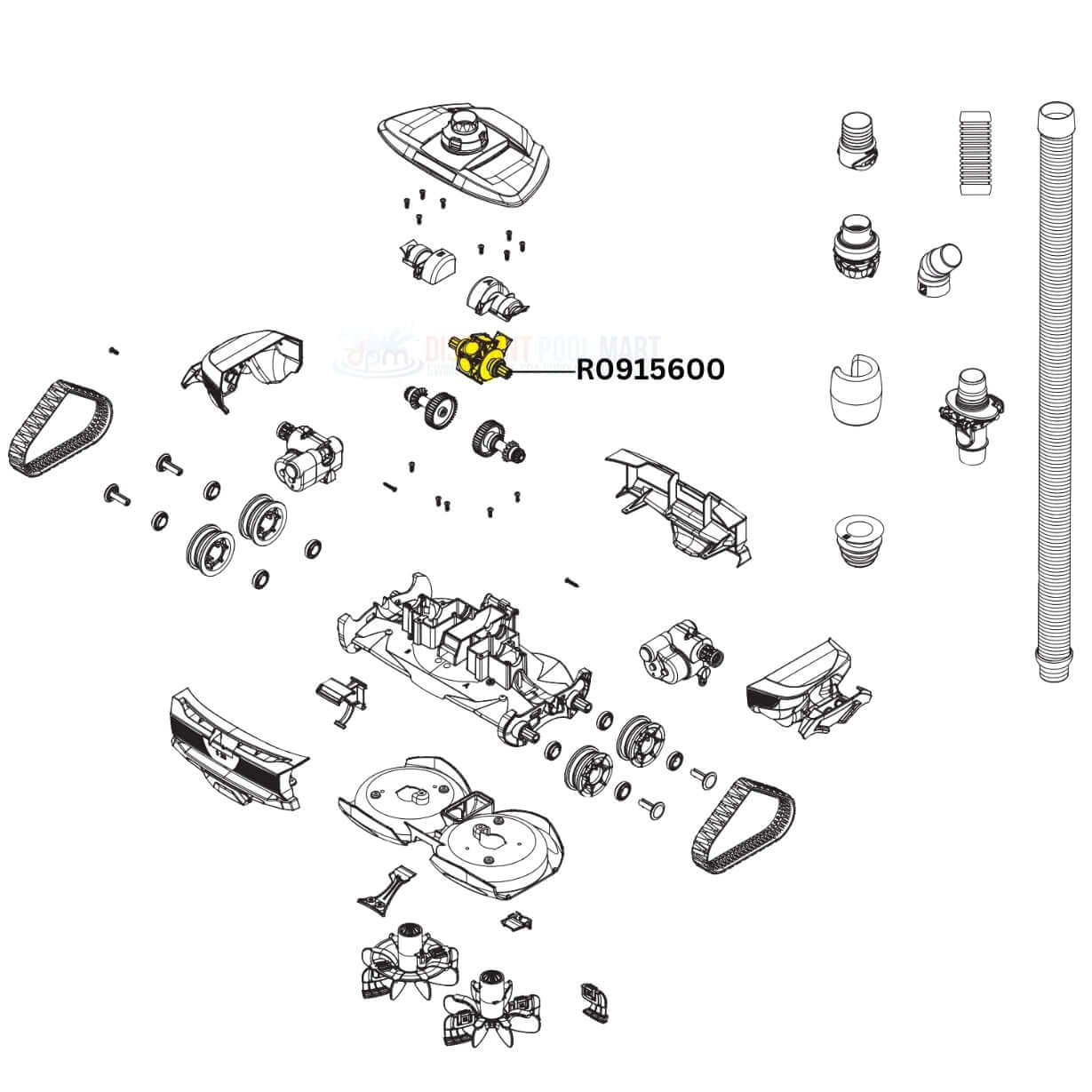 Diagram of Polaris Engine Assembly R0915600 for Atlas Cleaners, available at Discount Pool Mart DPM.