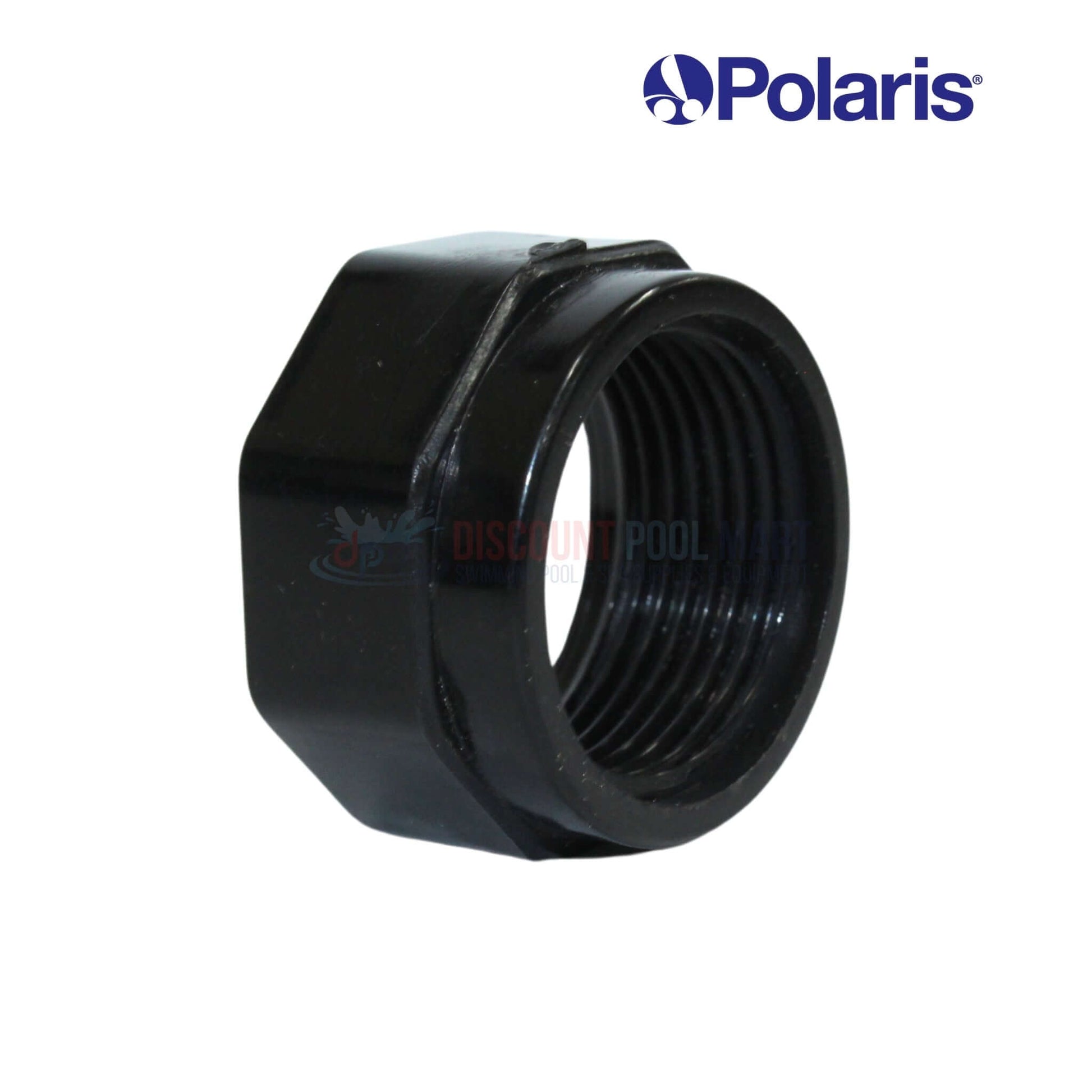 Polaris D16 feed hose nut in black, a genuine replacement part from Discount Pool Mart (DPM) for pool cleaners.