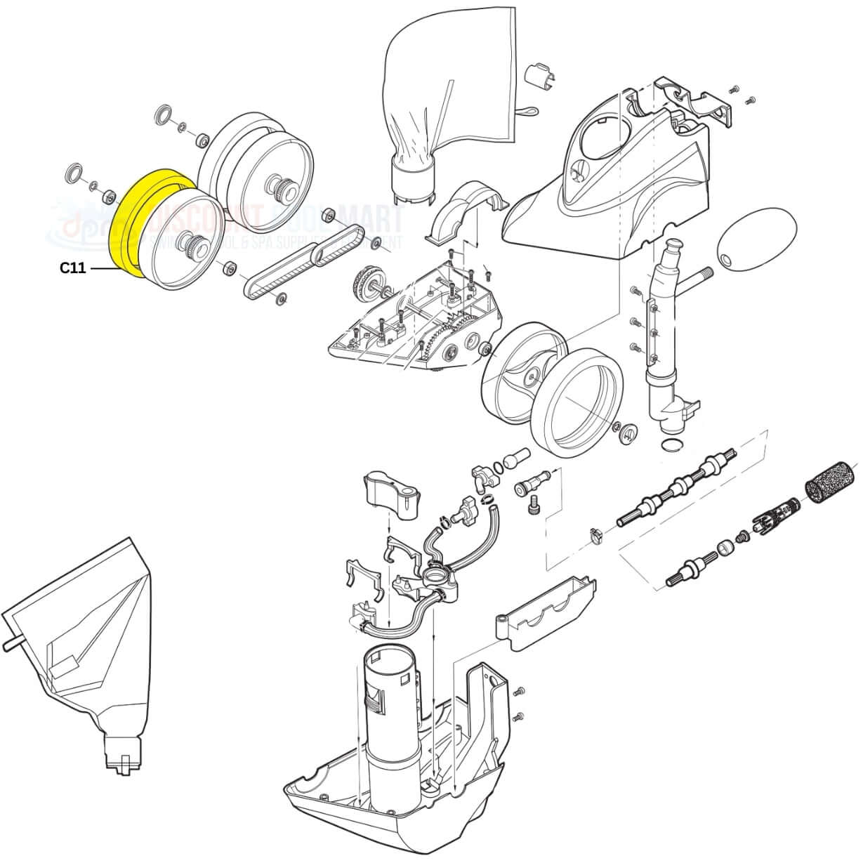 Exploded diagram of Polaris MaxTrax Tire C11 replacement parts from Discount Pool Mart DPM.