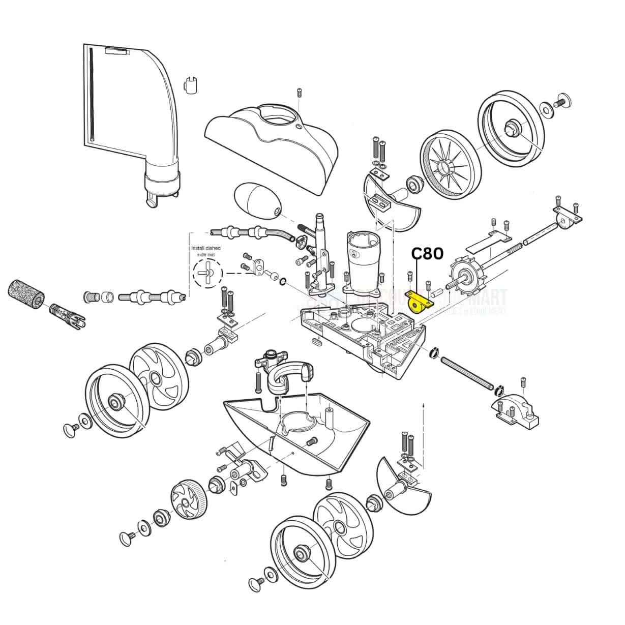 Polaris C80 Turbine Ball Bearing diagram for Vac-Sweep 180 and 280 cleaners | Discount Pool Mart DPM