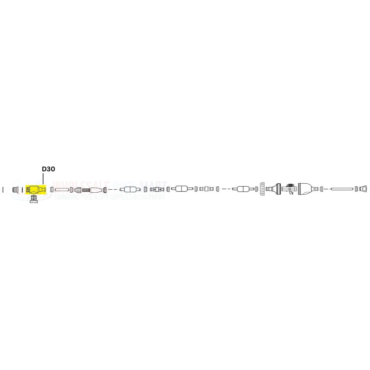 Polaris UWF Quick Disconnect D30 diagram for pool cleaners | Discount Pool Mart DPM | Genuine replacement part.