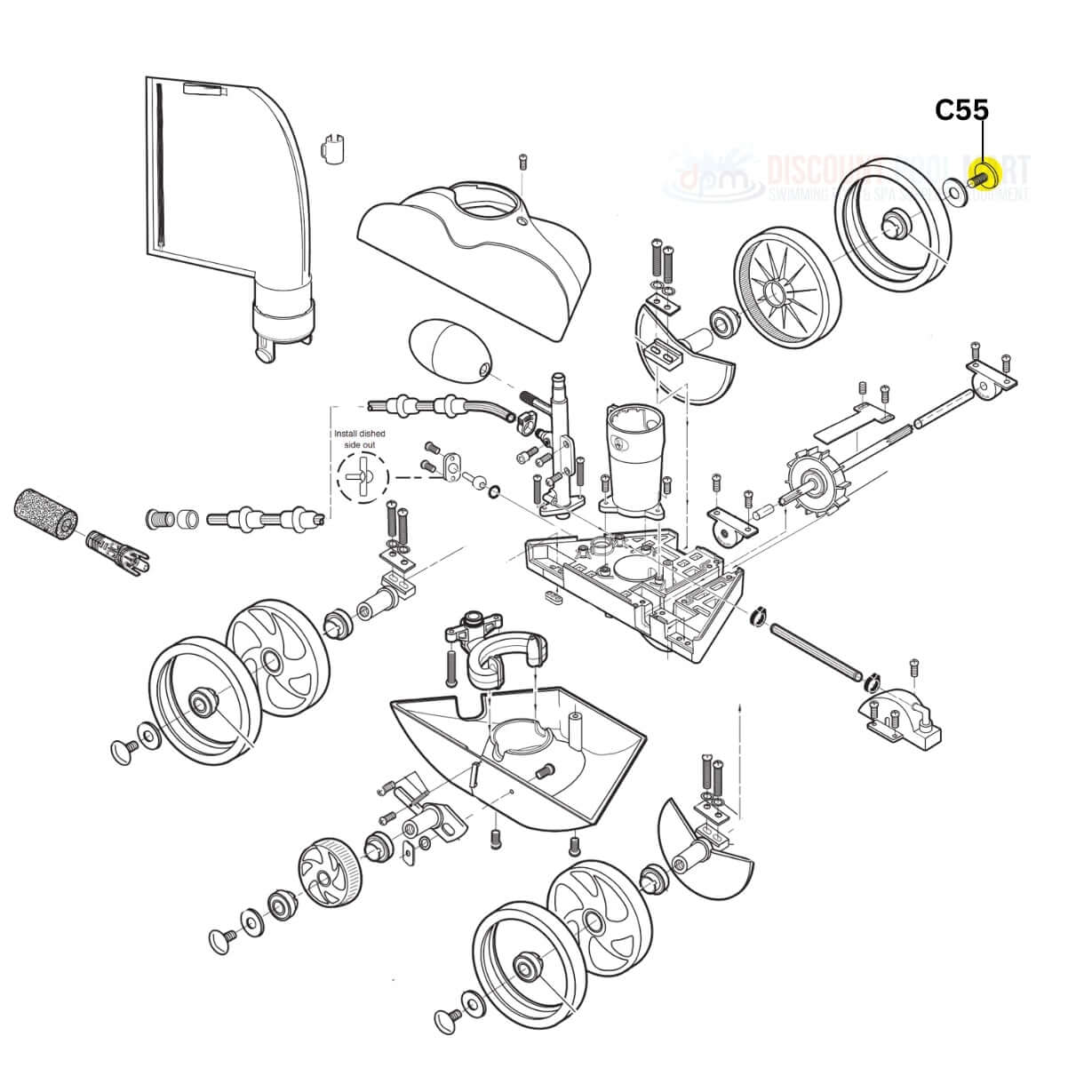 sen116　0912 C55 | Polaris Wheel Screw For Vac-Sweep 180 and 280 Cleaners