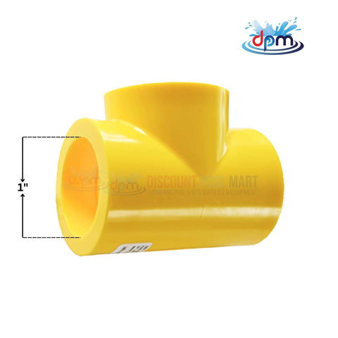 Poly Fusion Tee 1" IPS for gas piping systems at Discount Pool Mart DPM, durable and leak-proof connections.