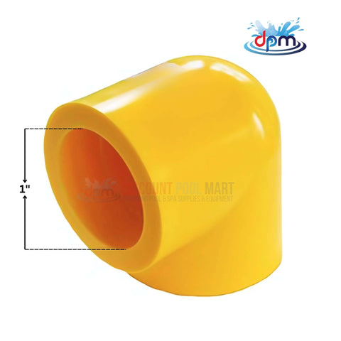 Yellow Poly Socket Fusion 90 Degree Elbow Fitting, 1" IPS for leak-proof gas connections by Discount Pool Mart DPM.
