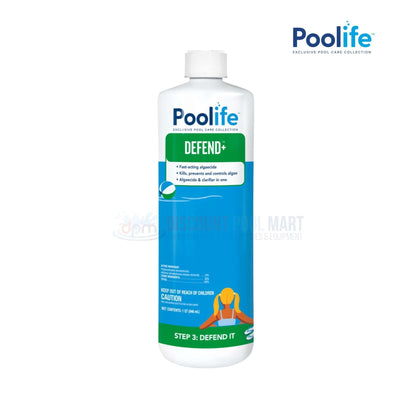 Poolife Defend+ Pool Algacide 62076 from Discount Pool Mart, a multi-functional, non-foaming algaecide for clear pool water.