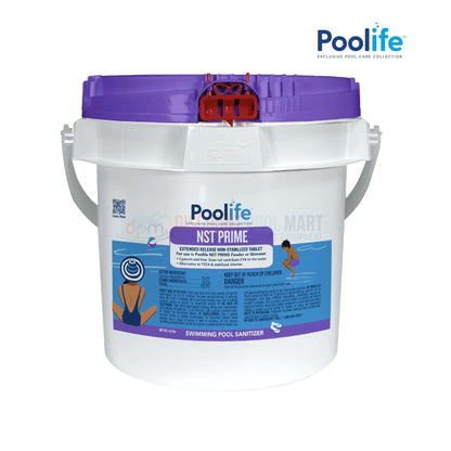 Poolife NST Prime Chlorine Tablets bucket for swimming pool sanitation, 20.2 lbs, from Discount Pool Mart DPM