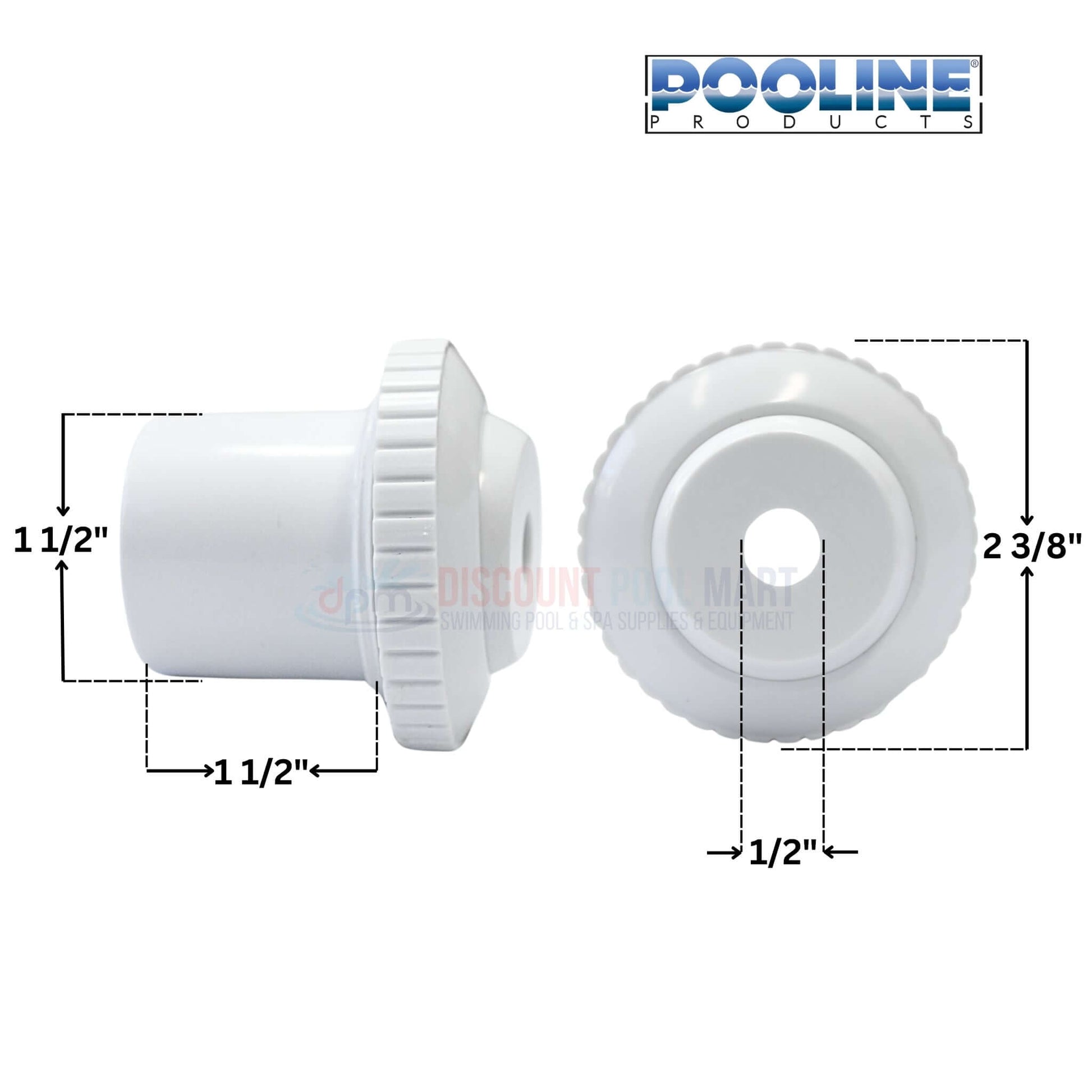 Pooline Hydrostream Jet 11212C 1.5 inch sleeve 0.5 inch opening from Discount Pool Mart DPM for pool and spa.
