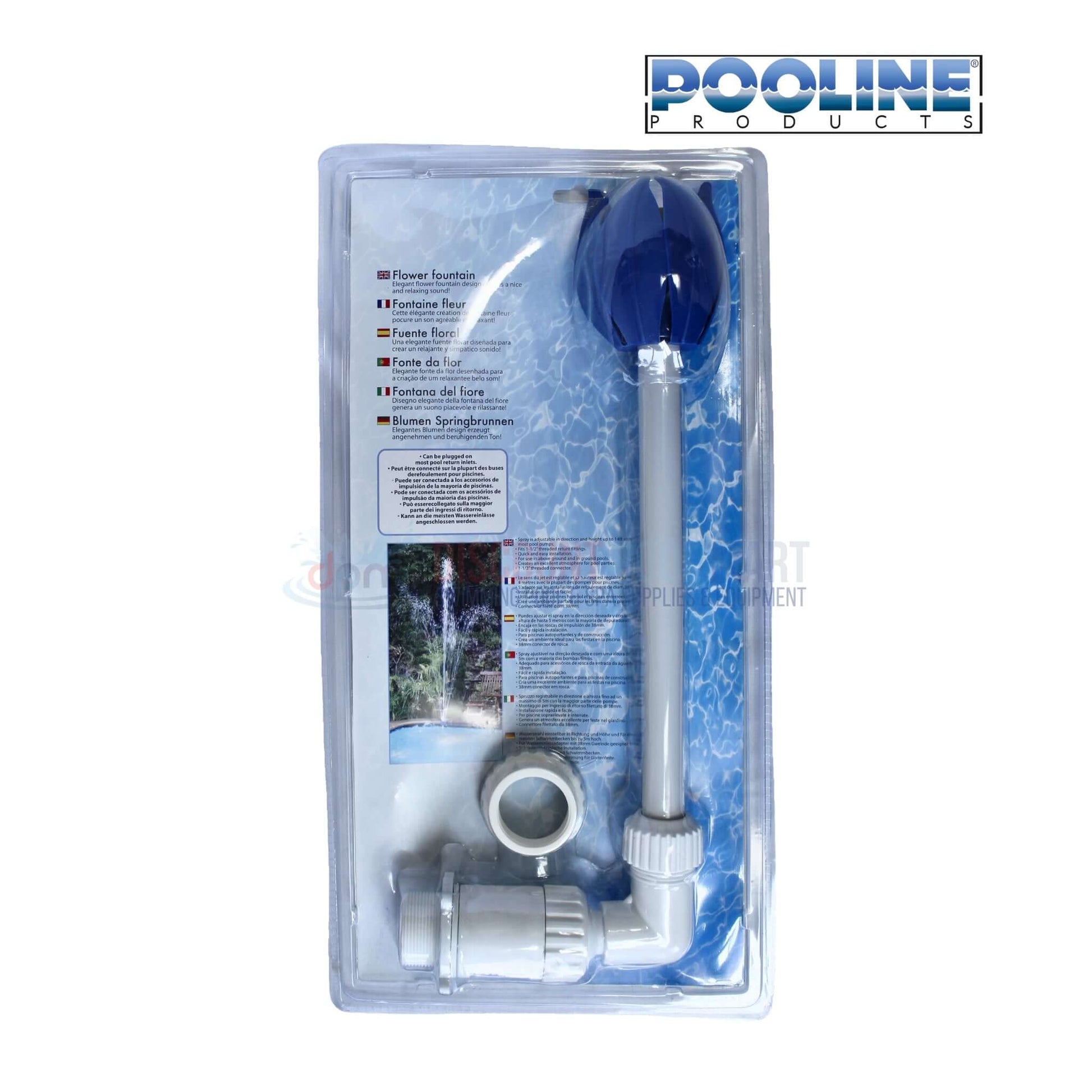 Pooline Pool Return Line Flower Fountain 1.5" 11403 by Discount Pool Mart DPM, decorative pool water feature design.