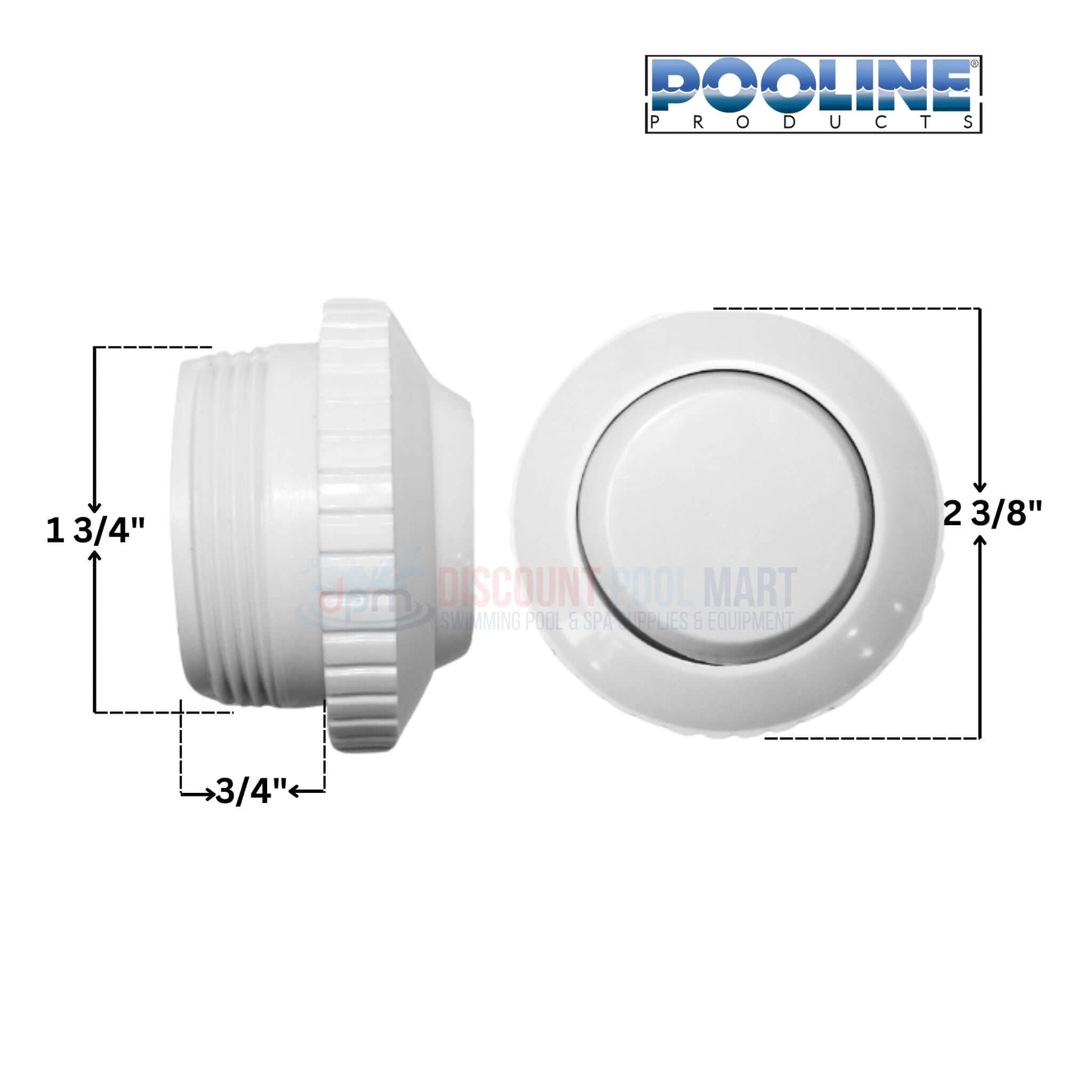 Pooline Threaded Hydrostream Slotted Jet 11211E, 1.5" thread design, 2-3/8" face, from Discount Pool Mart DPM.