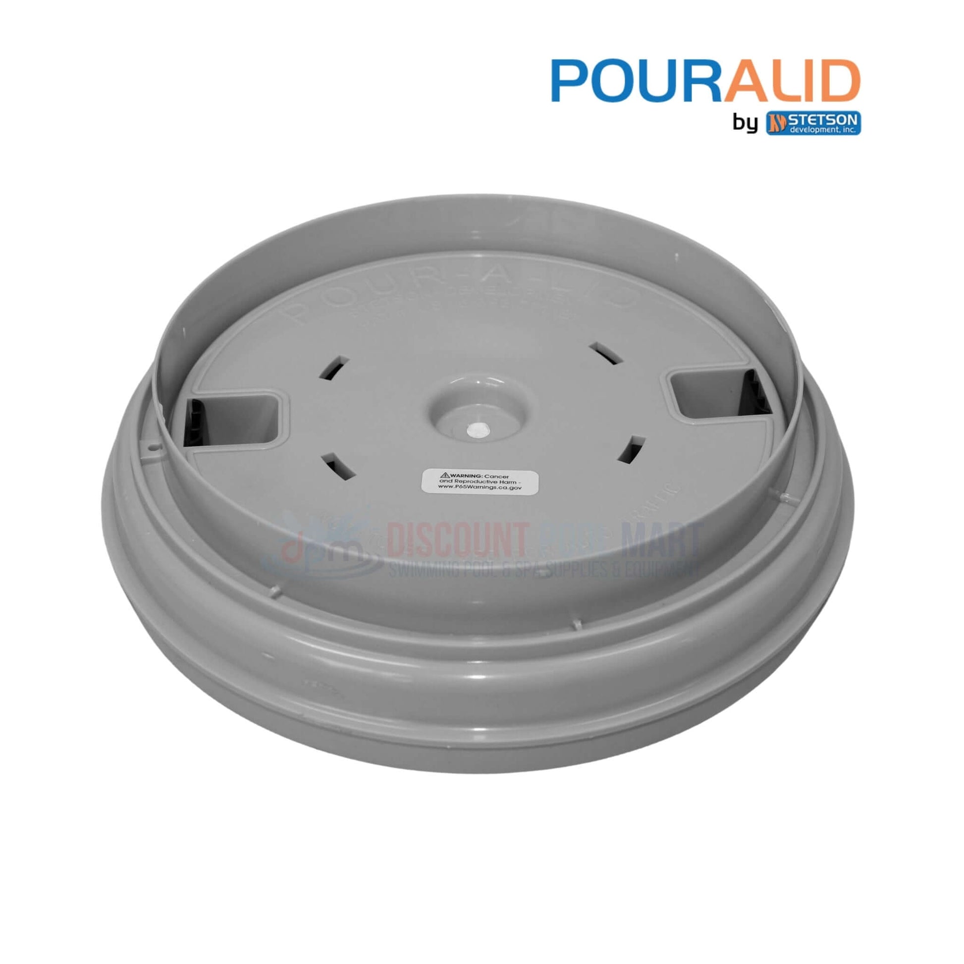 Pour-A-Lid Round Skimmer Cover, 10 inch Gray lid by Discount Pool Mart DPM, perfect for seamless deck integration.