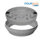 Pour-A-Lid Round Skimmer Cover in Gray 10" by DPM offers a sleek pool deck finish; Durable 2-part design for standard skimmers.