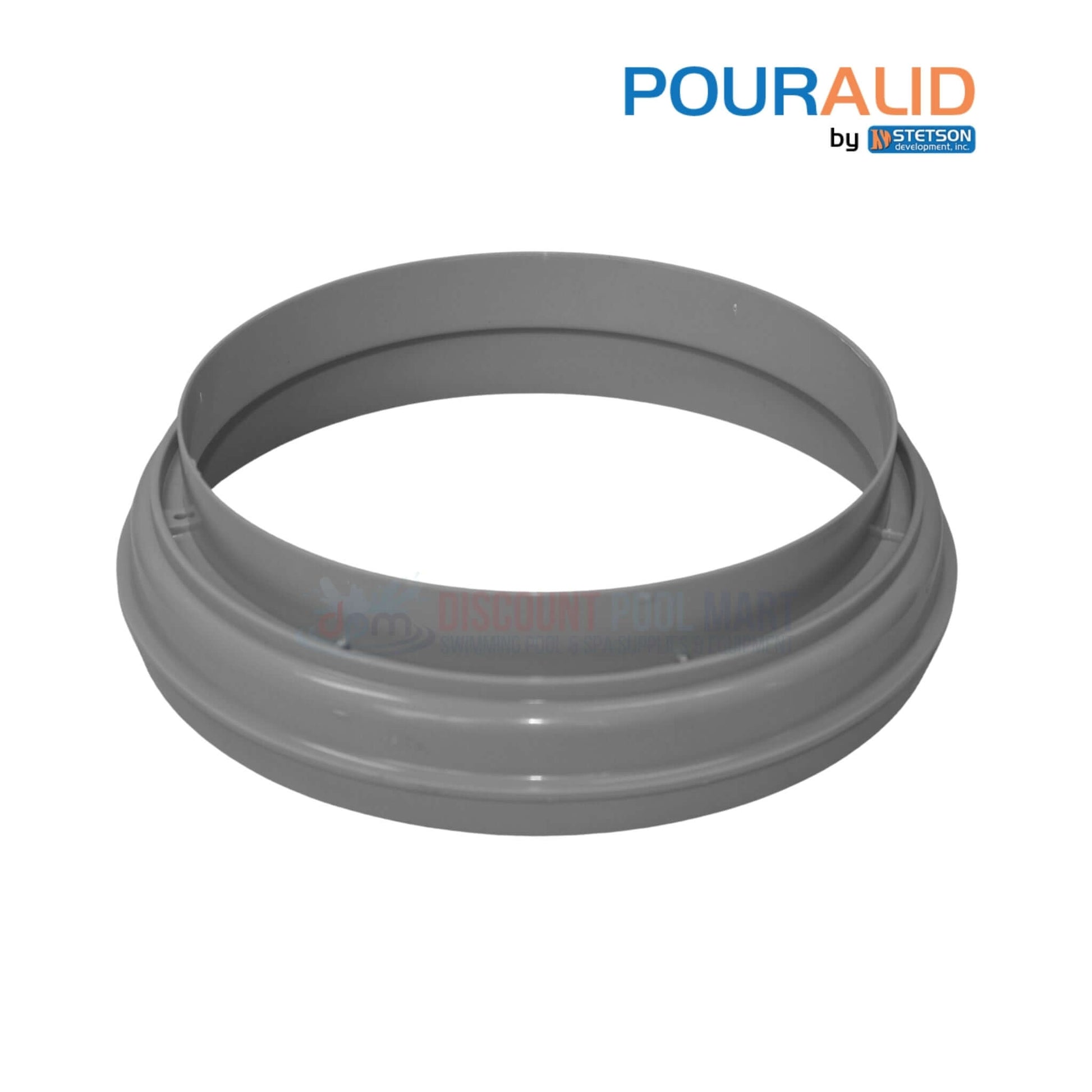 Pour-A-Lid Round Skimmer Cover collar, 10-inch, gray, from Discount Pool Mart DPM, for seamless pool integration.