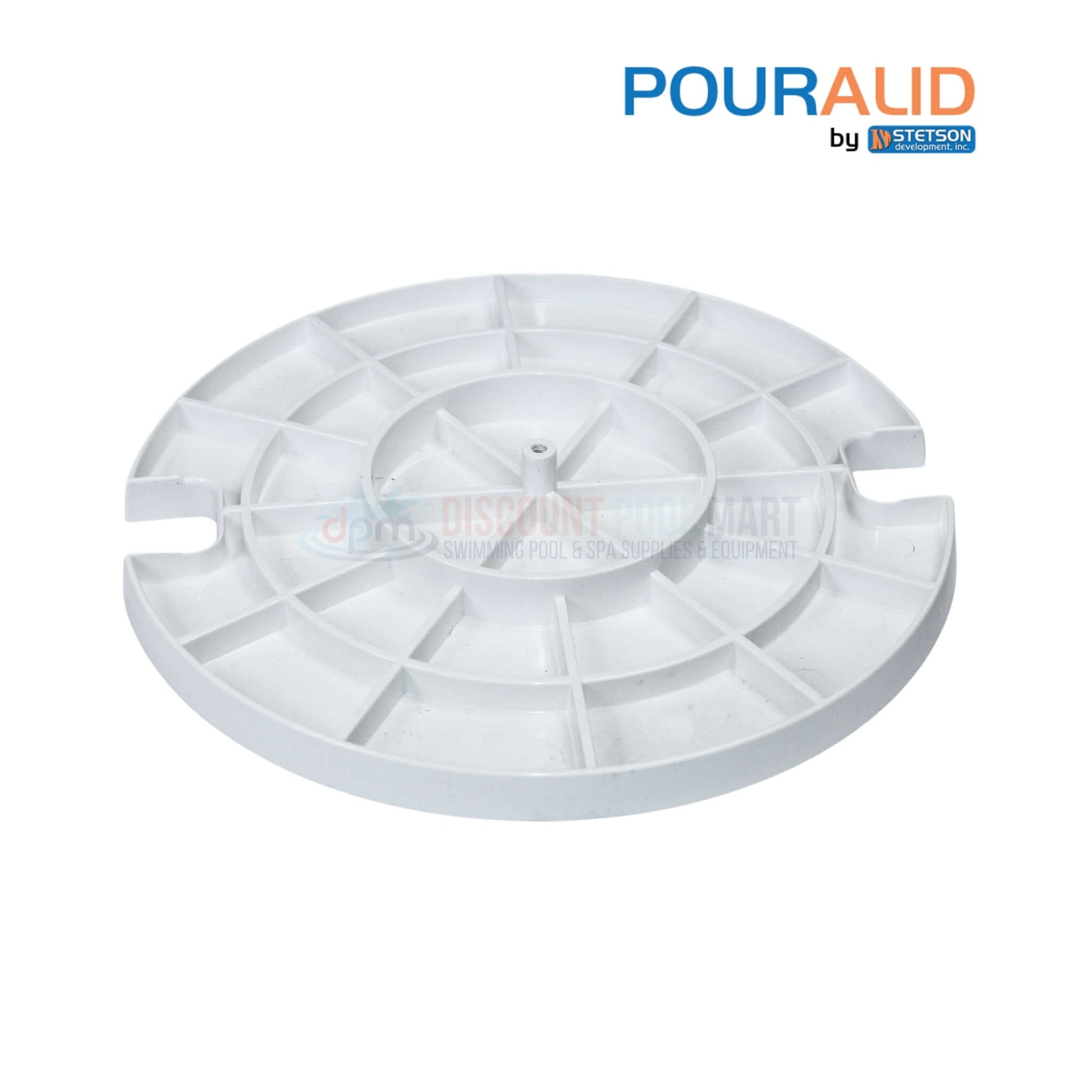 Pour-A-Lid Round Skimmer Cover 10" White 201PALWHITE from Discount Pool Mart DPM, innovative pool accessory.