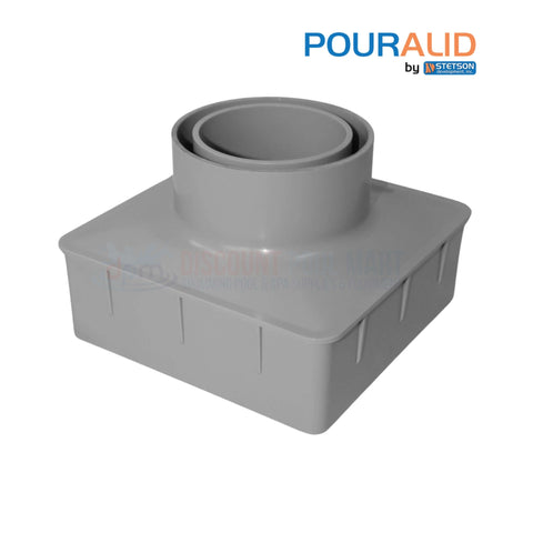 Pour-A-Lid Square Masonry Surface Deck Drain Cover in gray, 6". Durable, weather-resistant, SKU: DC601GRAY, Discount Pool Mart DPM.