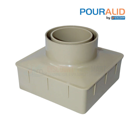 Pour-A-Lid Square Masonry Surface Deck Drain Cover in tan, 6", SKU DC601TAN, by Discount Pool Mart.