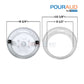 Pour-A-Lid 10" Clear Swimming Pool Skimmer Cover by Discount Pool Mart with dimensions for perfect fit.