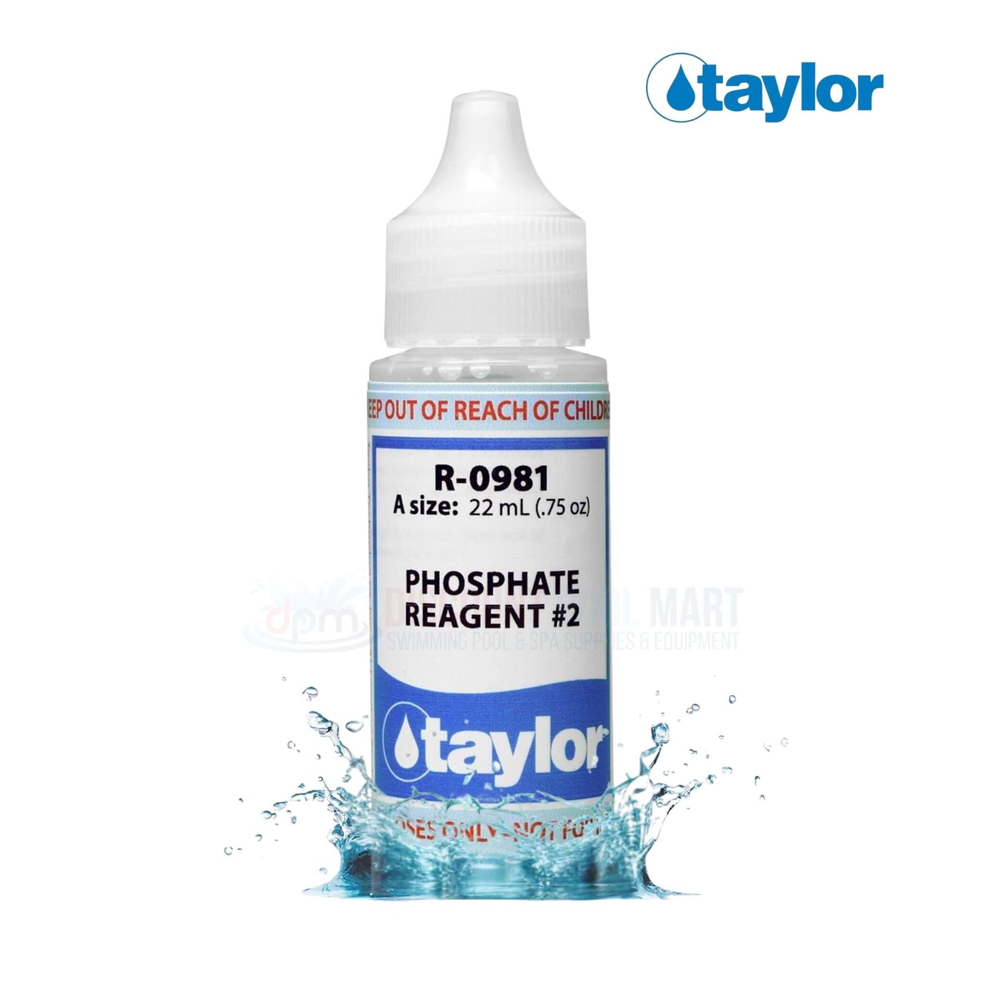 R-0981-A | Taylor Phosphate Reagent #2 | 0.75 oz bottle with vibrant label, ideal for pool supplies from Discount Pool Mart.