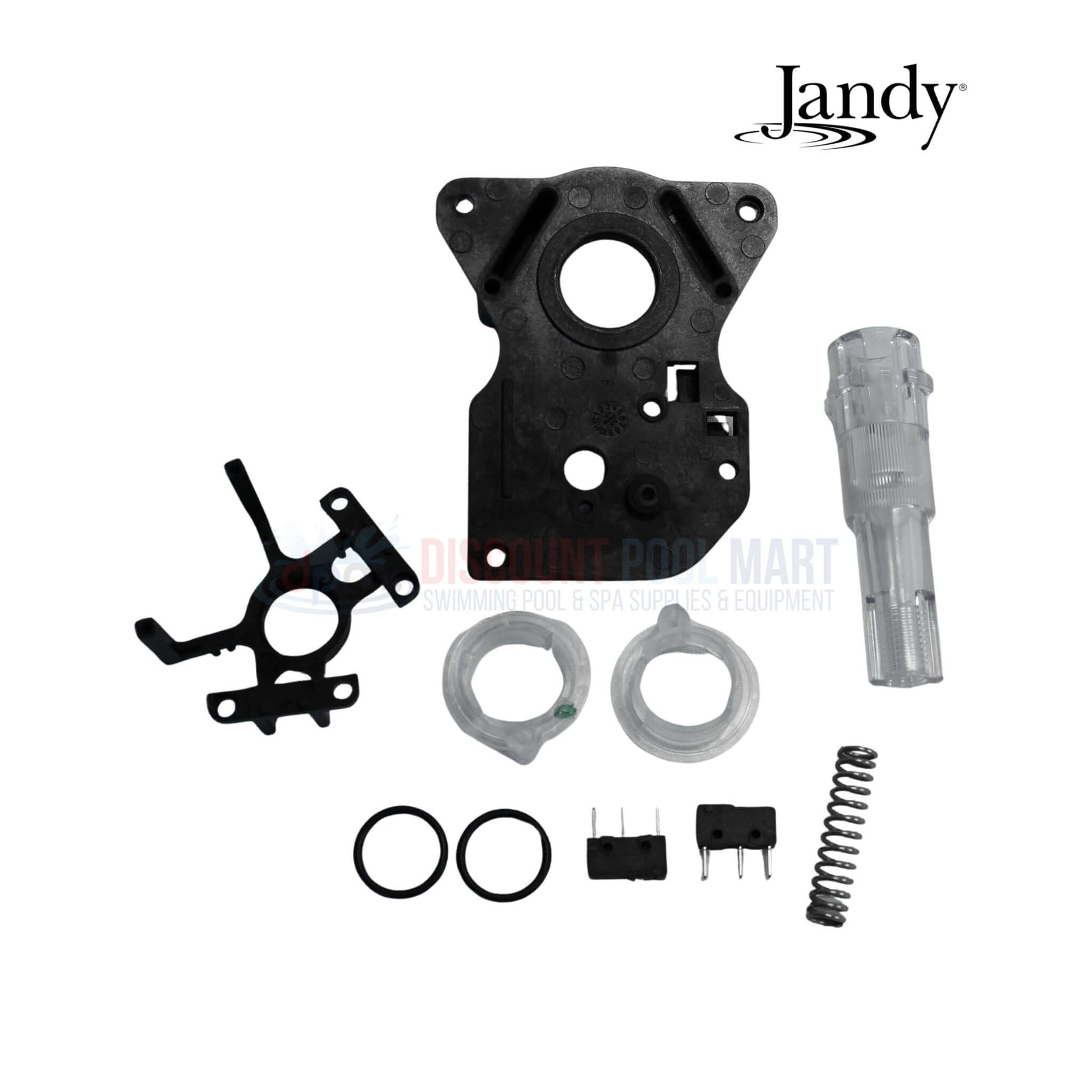 R0408700 | Jandy Center Plate Kit For JVA Valve Actuators showing parts layout including center plate, cams, and microswitches from Discount Pool Mart.