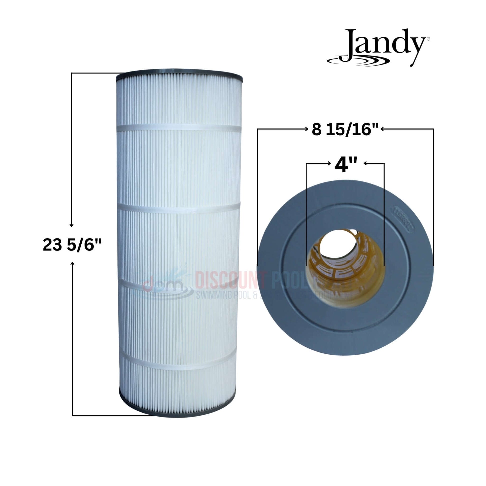 R0462200 | Jandy CS100 Filter Cartridge shown with dimensions, measuring 23 5/6" tall and 8 15/16" wide, from Discount Pool Mart.