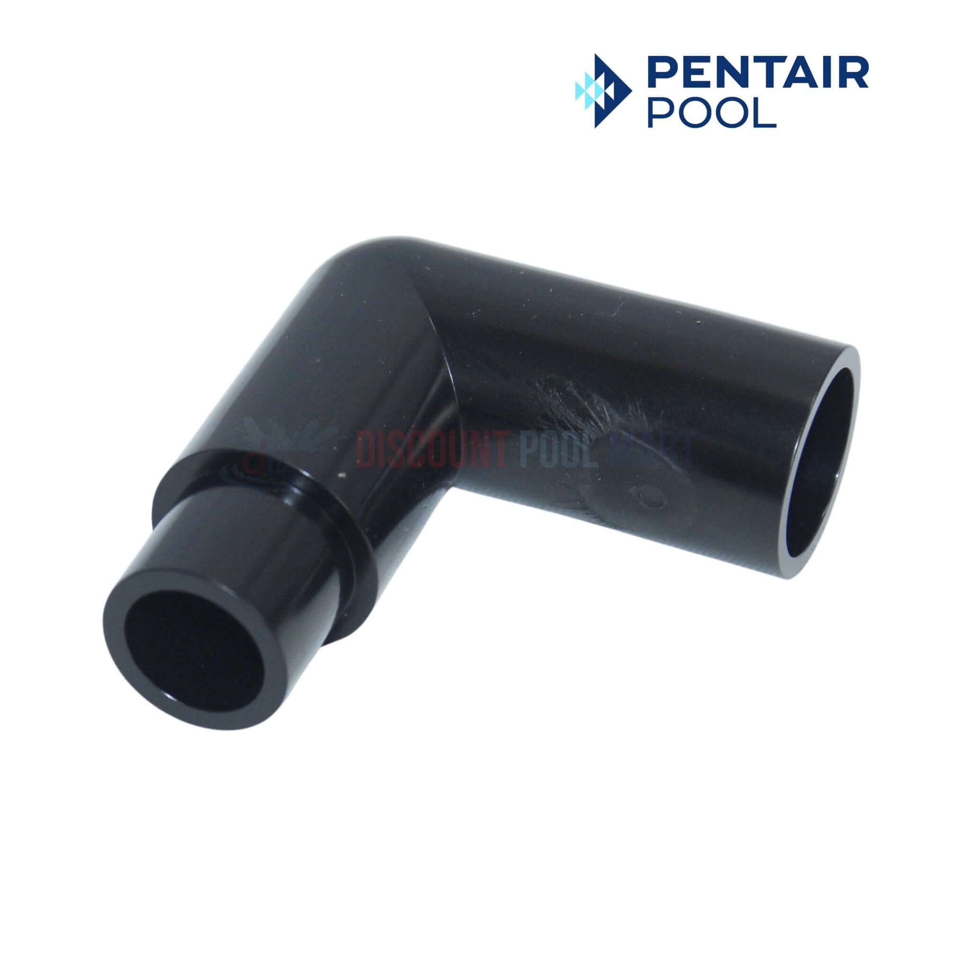 Roup plastic elbow fitting in black, used in pool plumbing, from Discount Pool Mart, compatible with Pentair Pool systems.