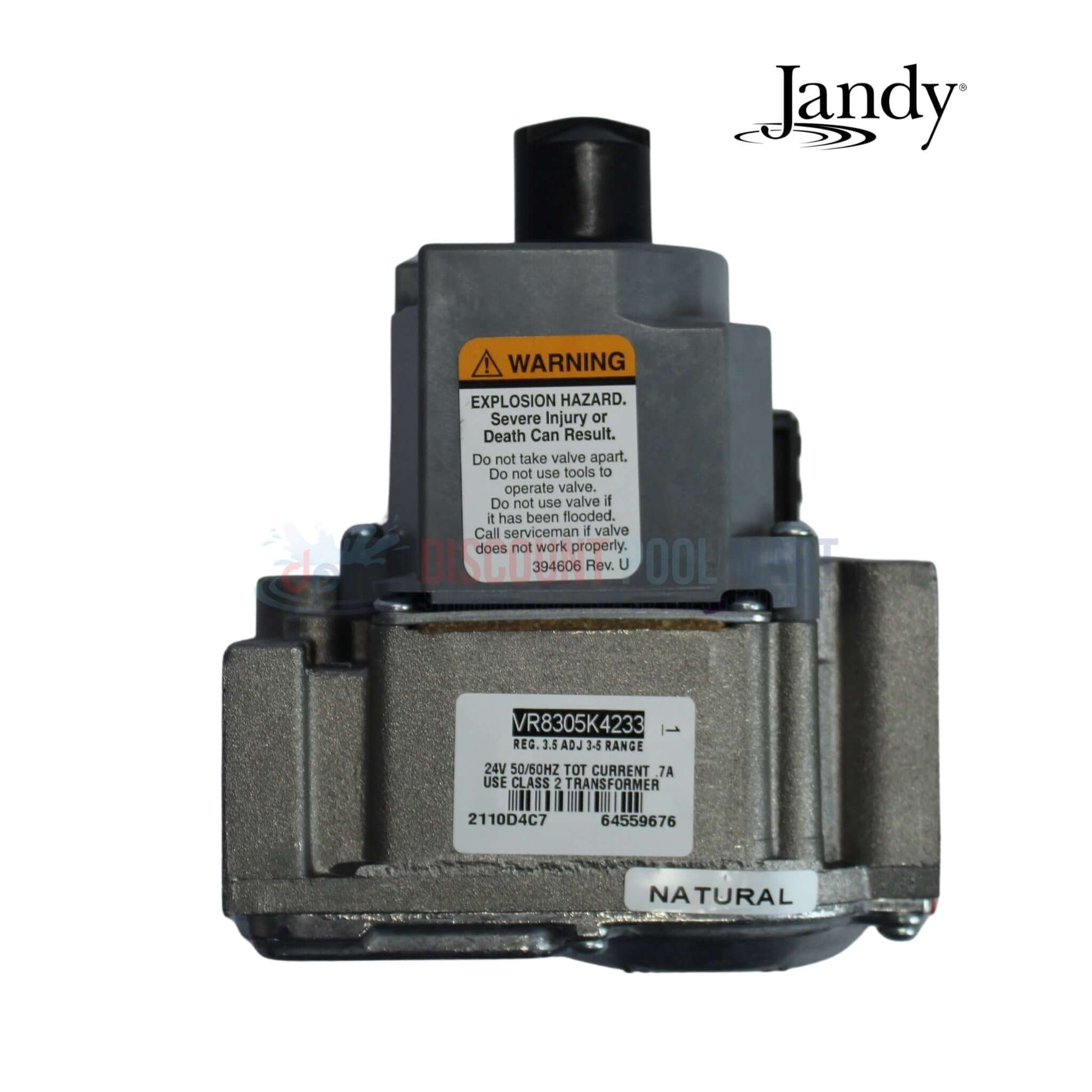 R0494500 | Jandy Gas Valve for Legacy Heater LRZE in natural gas color, top view, perfect for pool supplies from Discount Pool Mart.