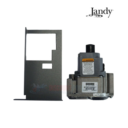 R0494500 | Jandy Gas Valve for Legacy Heater LRZE with metal bracket, showing detailed design for pool supplies by Discount Pool Mart.