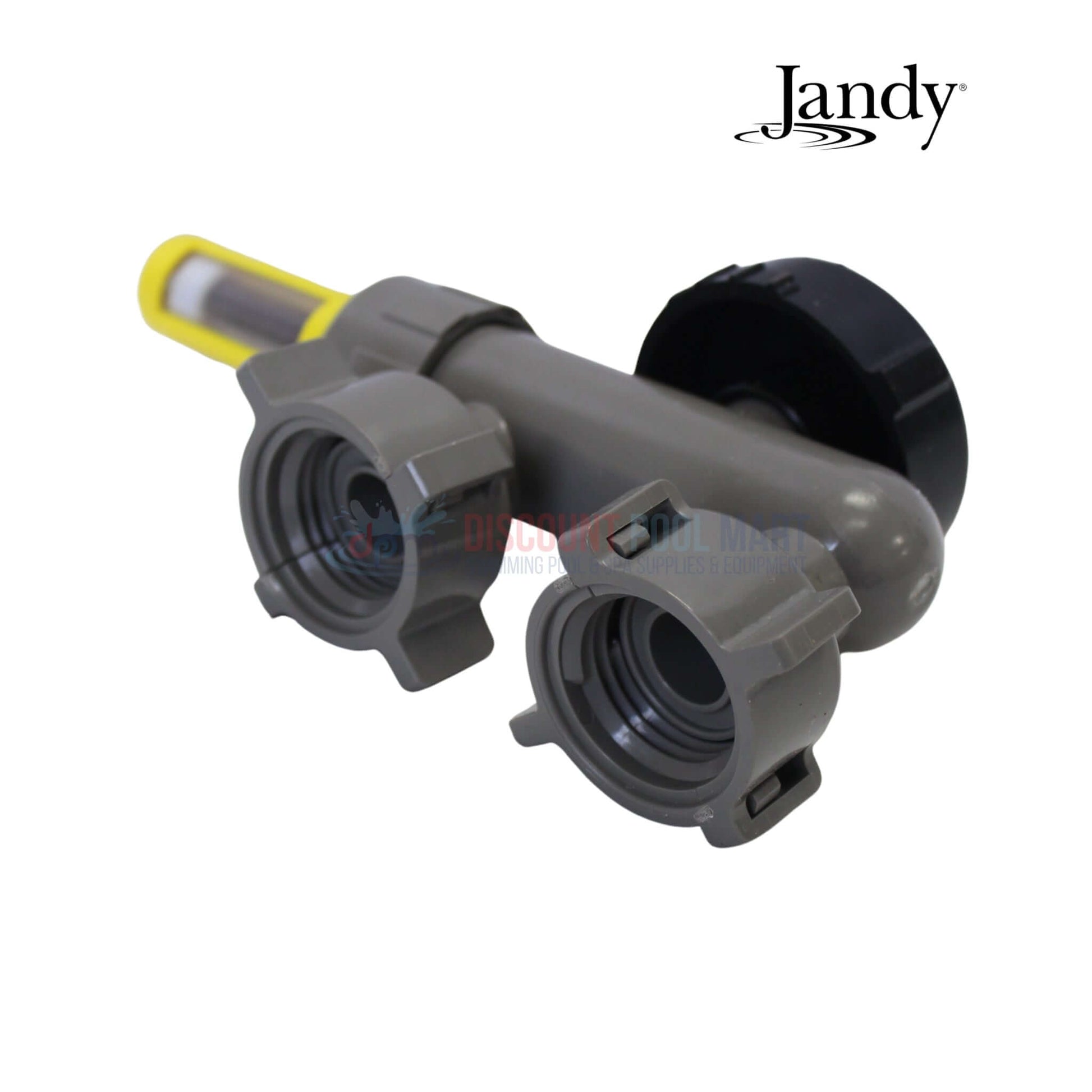 R0966600 | Jandy TruChlor Valve & Flow Indicator with gray body and yellow indicator, perfect for pool supplies and swimming pool parts.