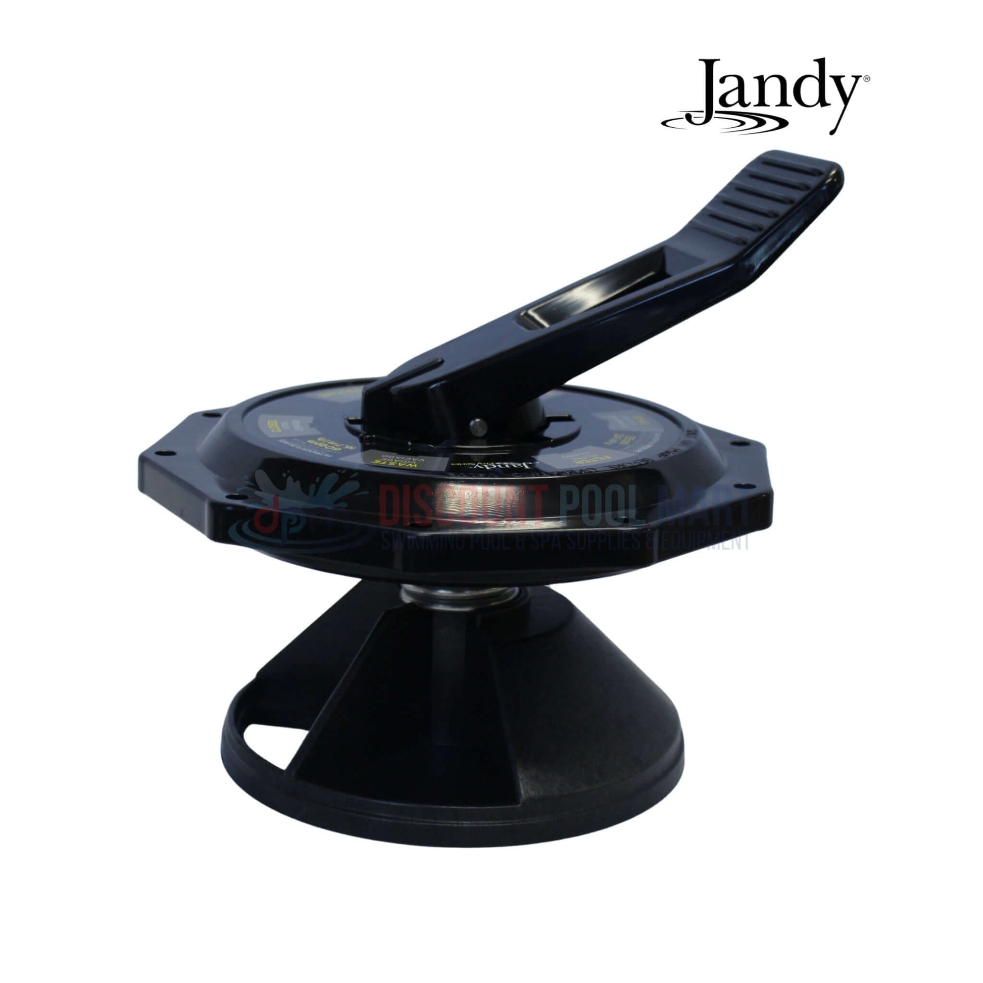 R0987700 | Jandy SFTM24-2.0 Top Valve Assembly in black, showing lever and base for pool filter systems from Discount Pool Mart.