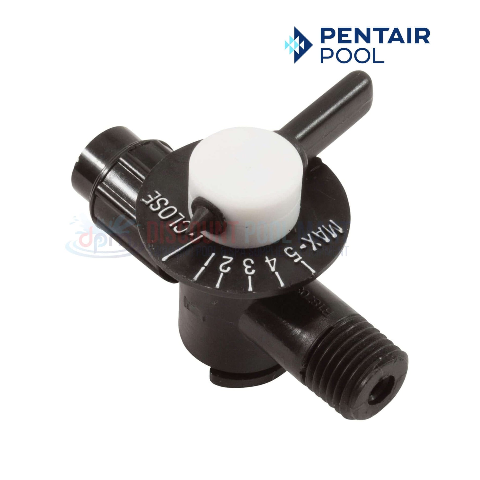 R172060 | Pentair Rainbow Feeder 1/4" NPT Control Valve from Discount Pool Mart, black, adjustable for efficient chemical dispensing.