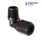 R172272 | Pentair Rainbow Feeder 90 Degree Elbow Tube With Nut in black; used for secure chemical feed plumbing in pools.