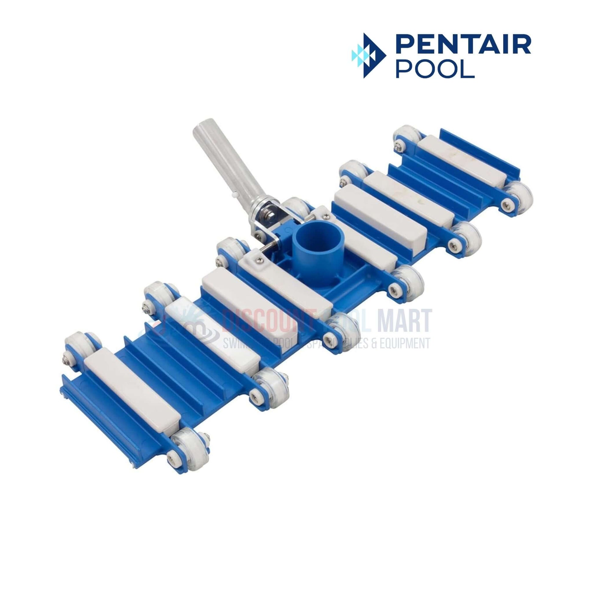 R201286 | Pentair ProVac 22" Vacuum Head shown from above, featuring blue and white design, ideal for pool cleaning. Discount Pool Mart.