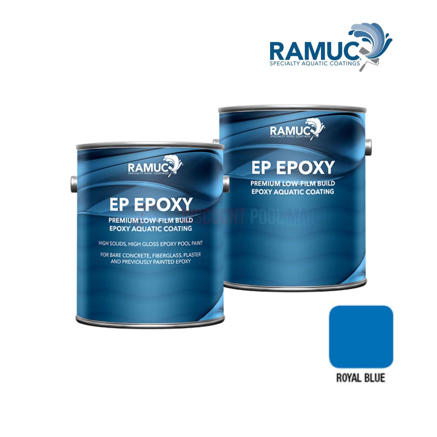 RAMUC EP Epoxy Pool Paint in royal blue, high gloss, durable for pools from Discount Pool Mart DPM.