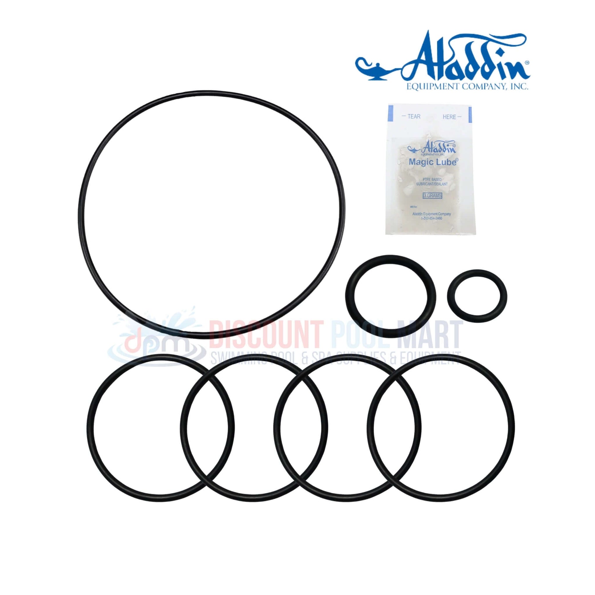 RO-KIT462 | Aladdin O-Ring Kit For Pentair Purex 2000, showing durable black O-rings and Magic Lube for pool maintenance at Discount Pool Mart.