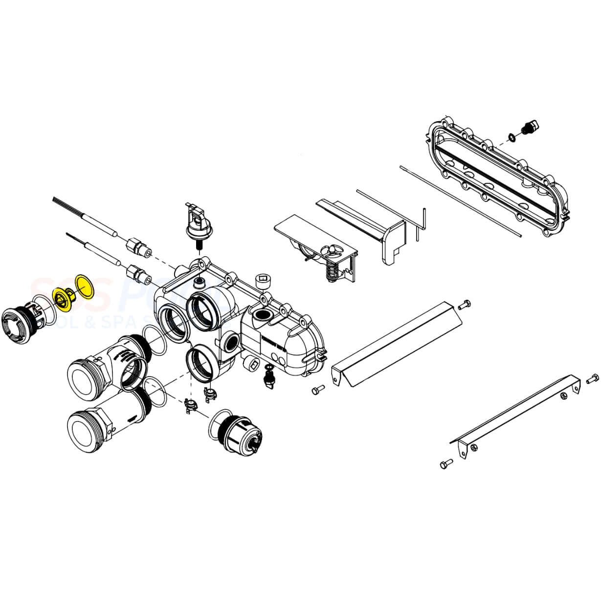 Raypak UG Bypass Assembly Kit 018759F parts diagram for effective pool heater maintenance and repair.
