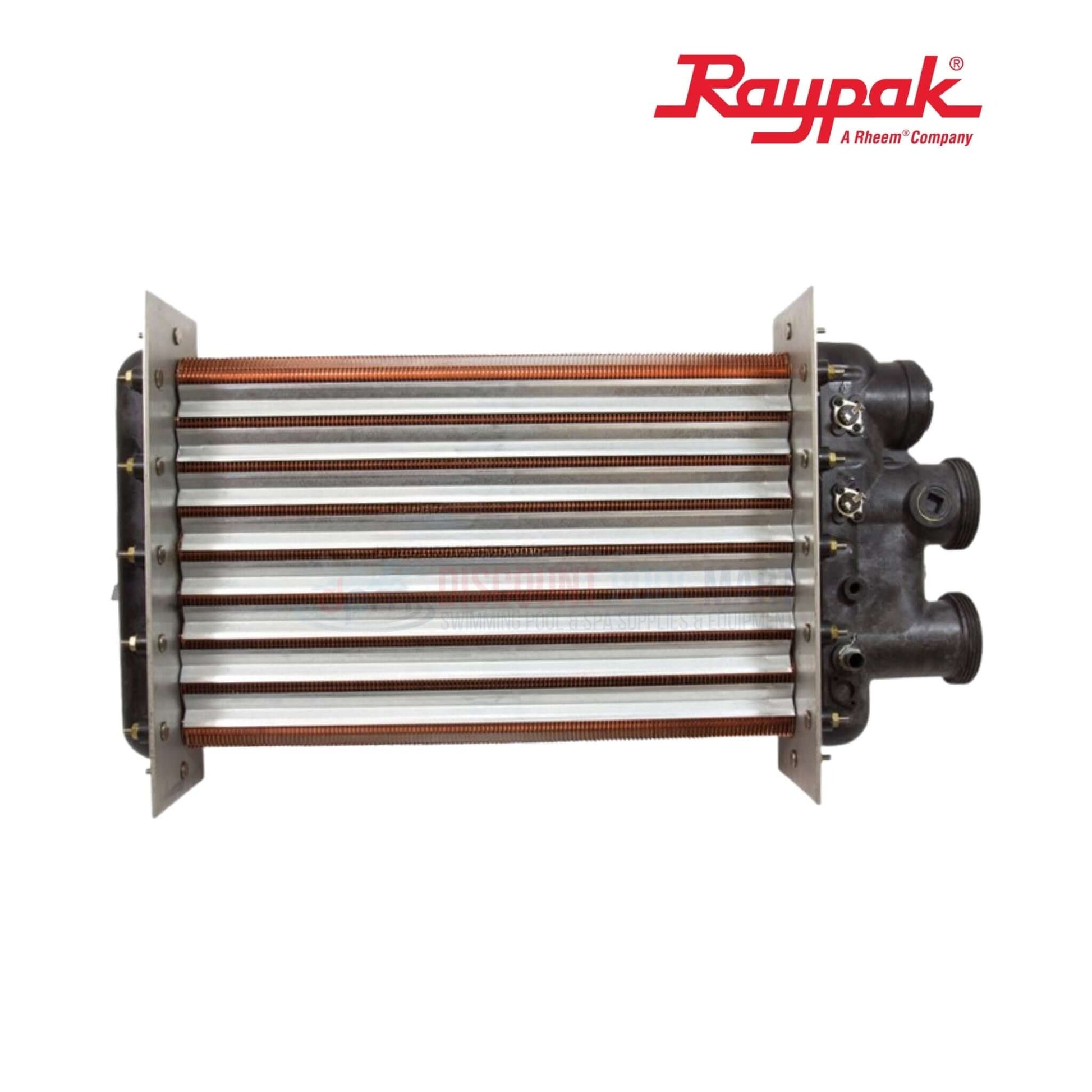 Raypak Copper Heat Exchanger Assembly 406-407 Polymer for Discount Pool Mart DPM, part 010046F, 017997F - durable copper design.