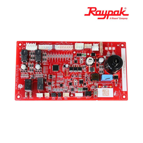 Raypak Ignition Board 018933F for 404 heaters, installed view, red circuit board from Discount Pool Mart, quality pool supplies.